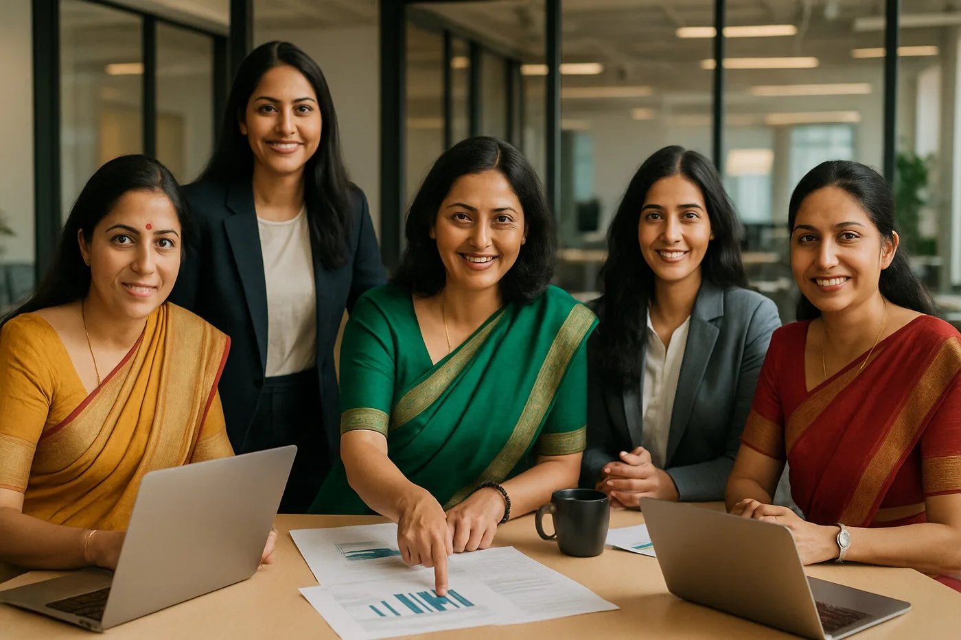 A group of women working together